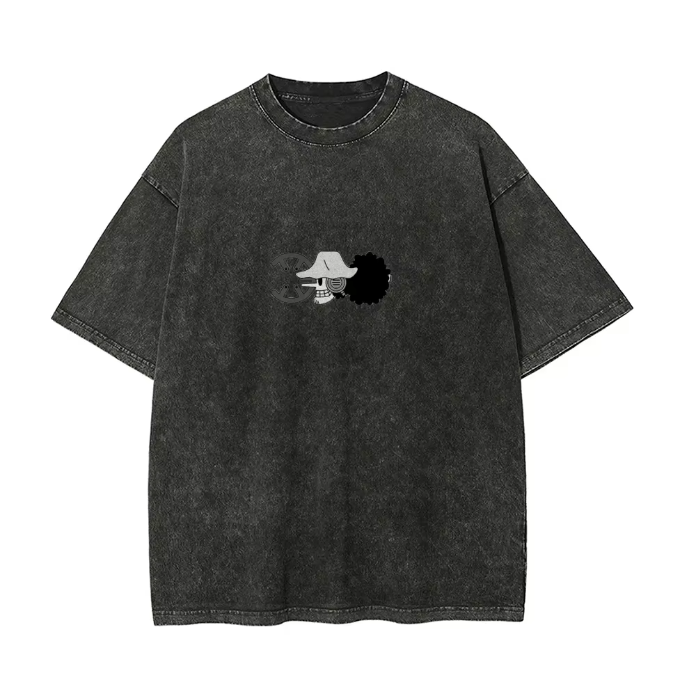 2026 une pièce Usopp Sniper King rétro lavé T-shirt chapeau de paille groupe Marksman vieux ample Anime rue à manches courtes hommes haut