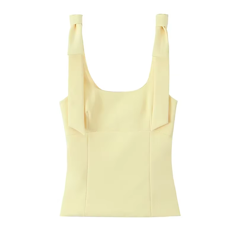 MUJER 2025 Bow haut court femme jaune Sexy