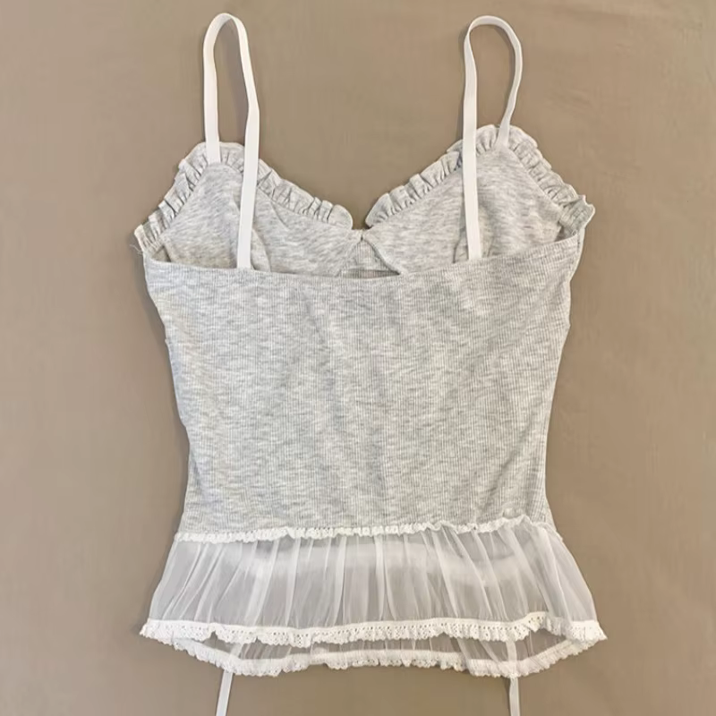 Kawaii débardeur femmes blanc dentelle Camisole Sexy Chic