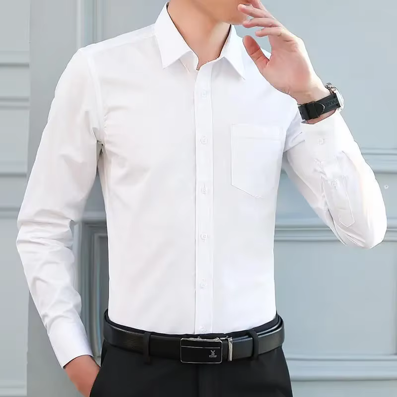 Chemise blanche à manches longues pour hommes