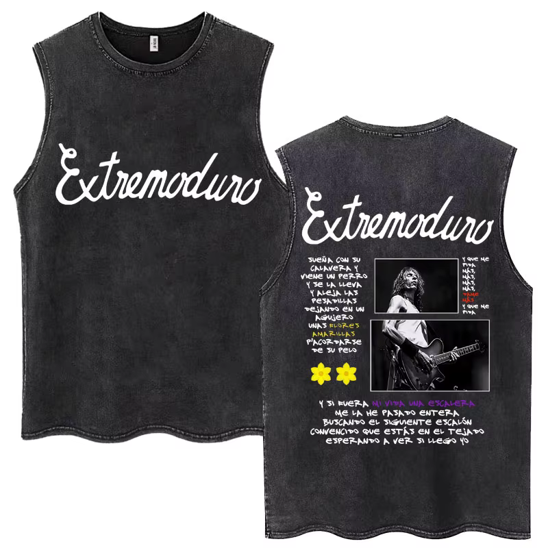 Rock Band Extremoduro Tour Débardeurs délavés Vêtements pour hommes Mode Harajuku Hip Hop T-shirts sans manches Gilets en coton amples décontractés