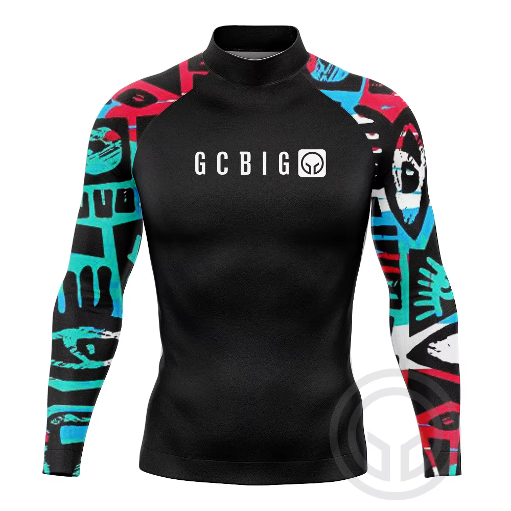 Rashguard à manches longues pour hommes, protection solaire Upf 50, chemise de surf, séchage rapide, respirant, natation, t-shirt serré, vêtements de sport de gym
