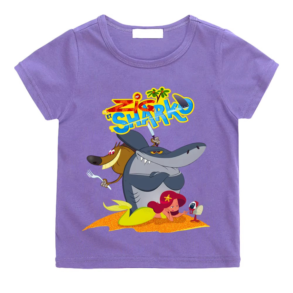 Zig et Sharko dessin animé imprimé 100 % coton t-shirt 2025NEW