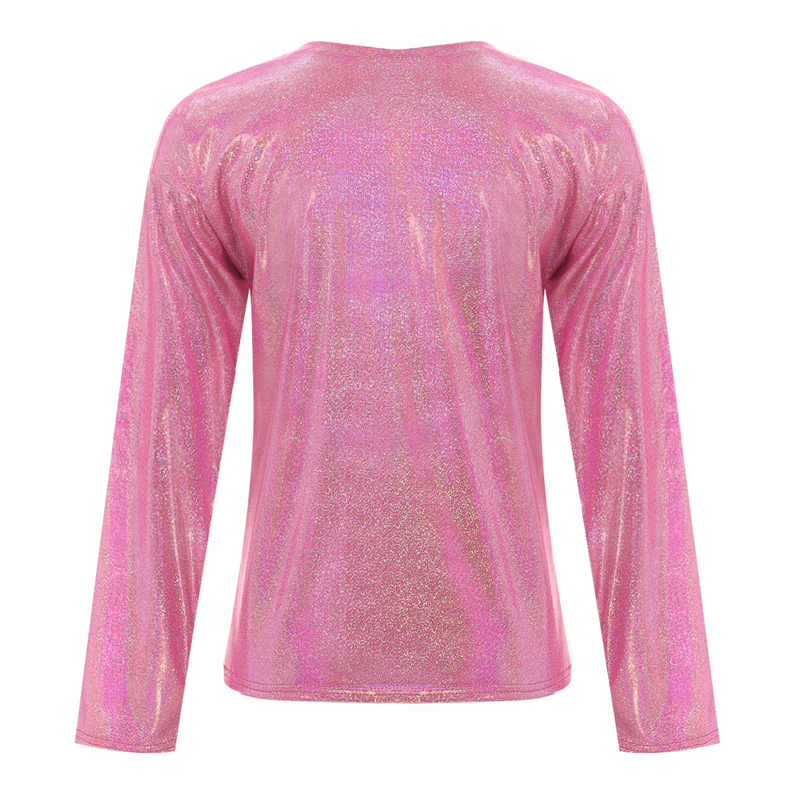 T-Shirt métallique brillant à manches longues pour femmes