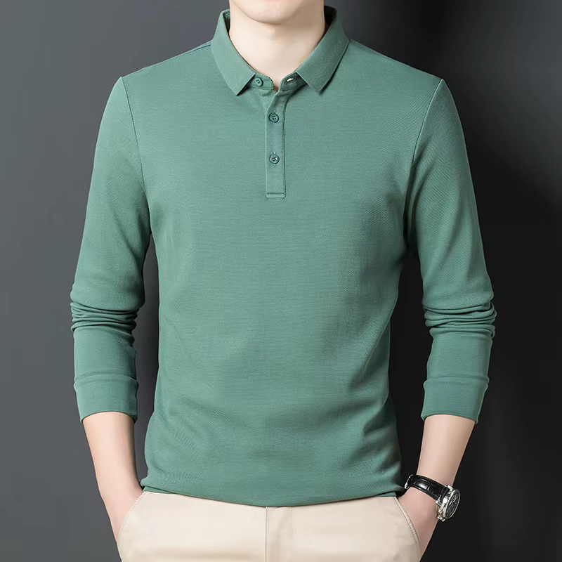 Polo décontracté à manches longues pour homme
