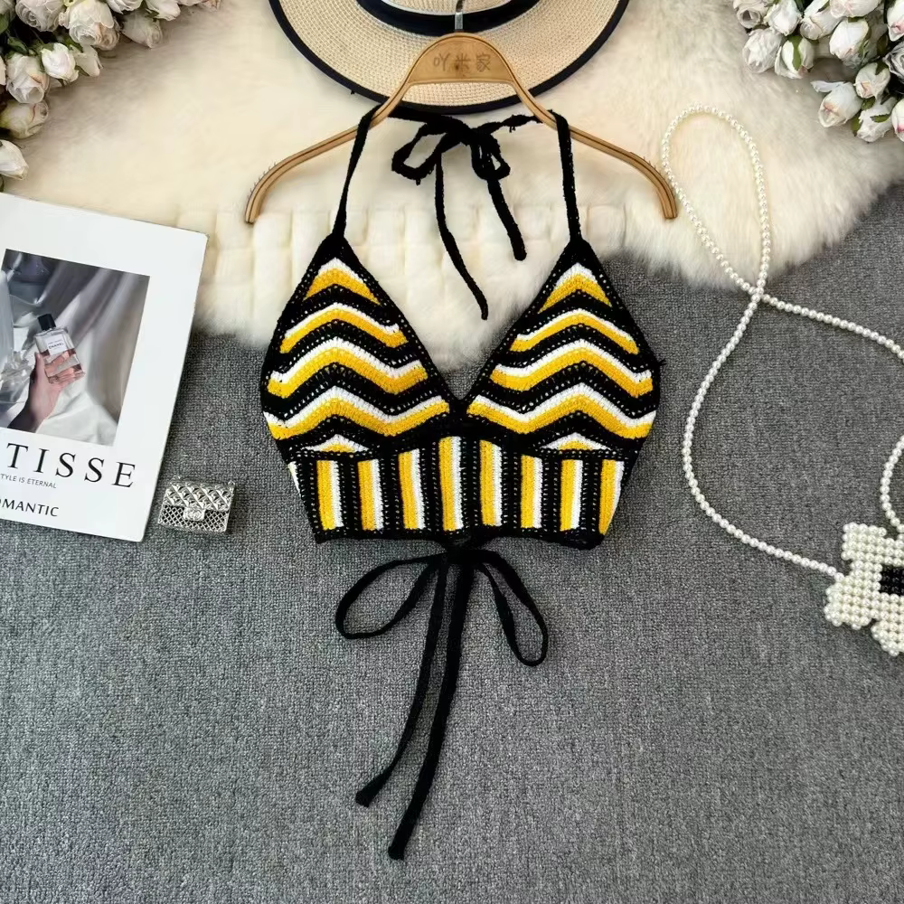 Nouveau débardeur bohème en crochet tricoté
