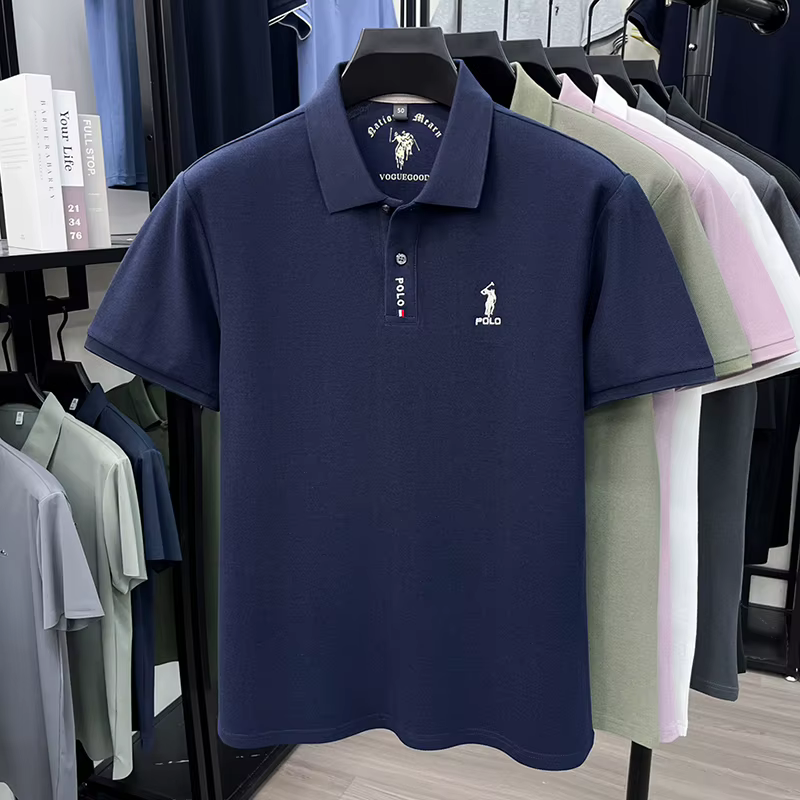 Marque de luxe à manches courtes mercerisé coton polo shirt été nouveau hommes d'affaires t