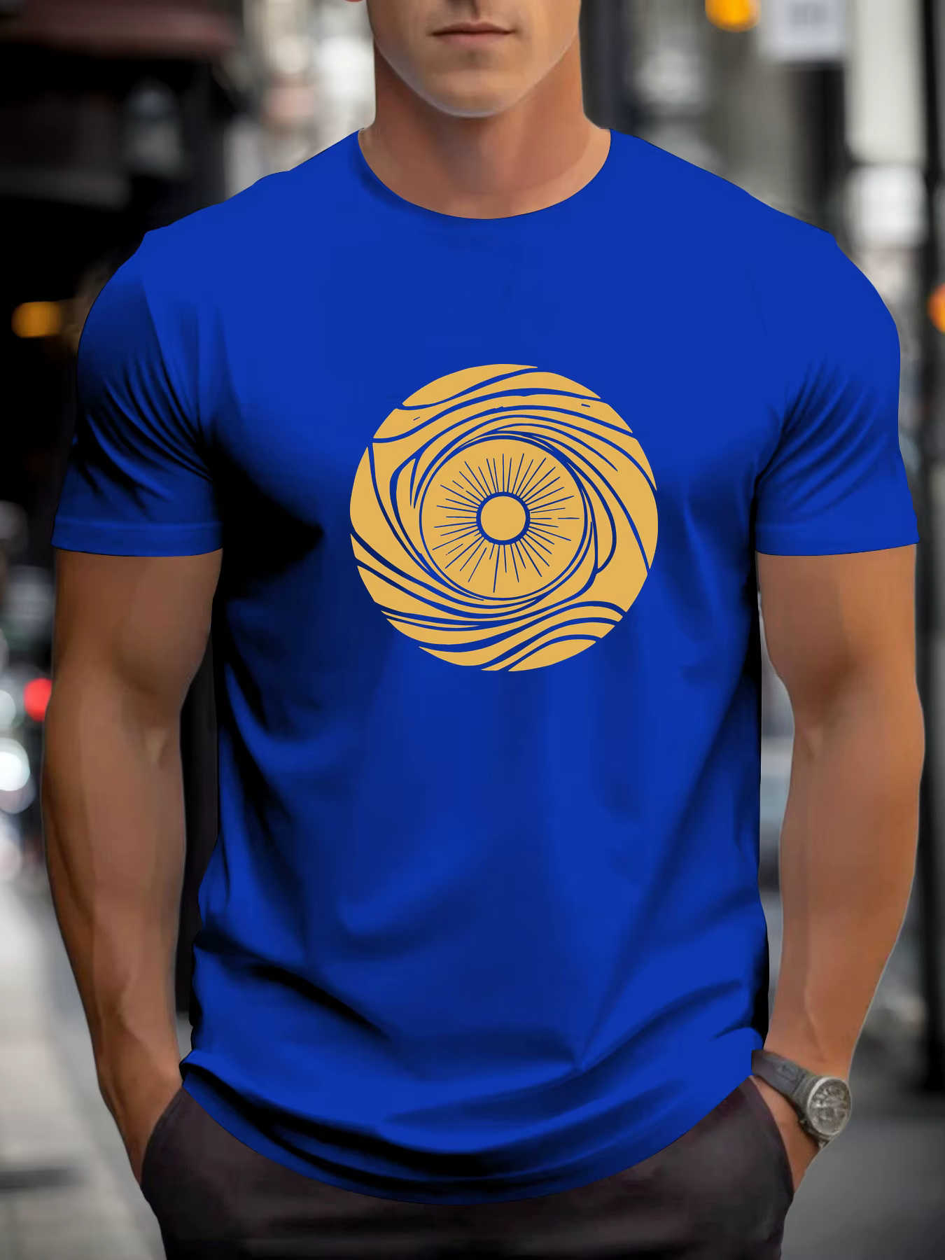 T-shirt pour hommes sun vortex 100 % coton impression graphique été