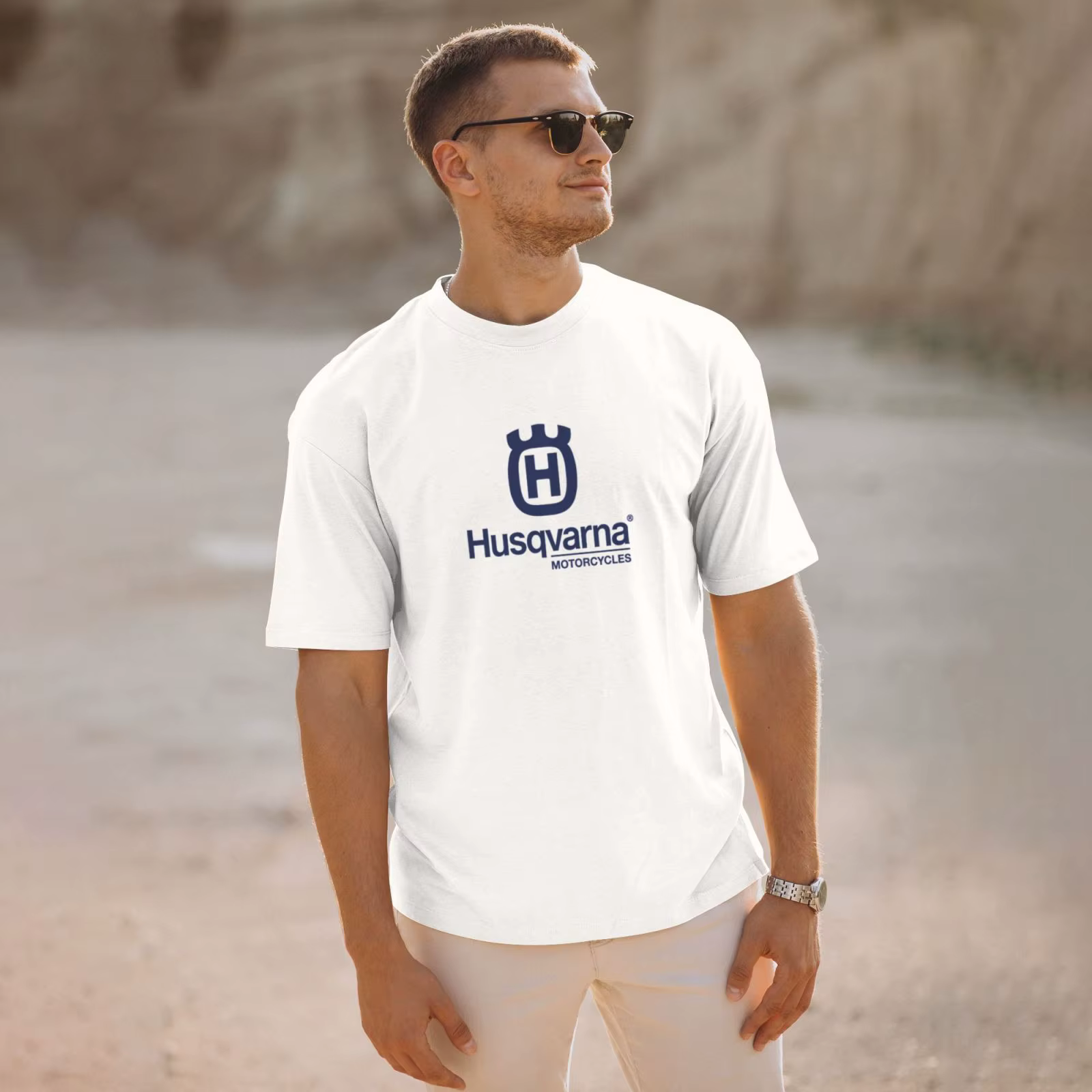 T-shirt imprimé moto 100% coton