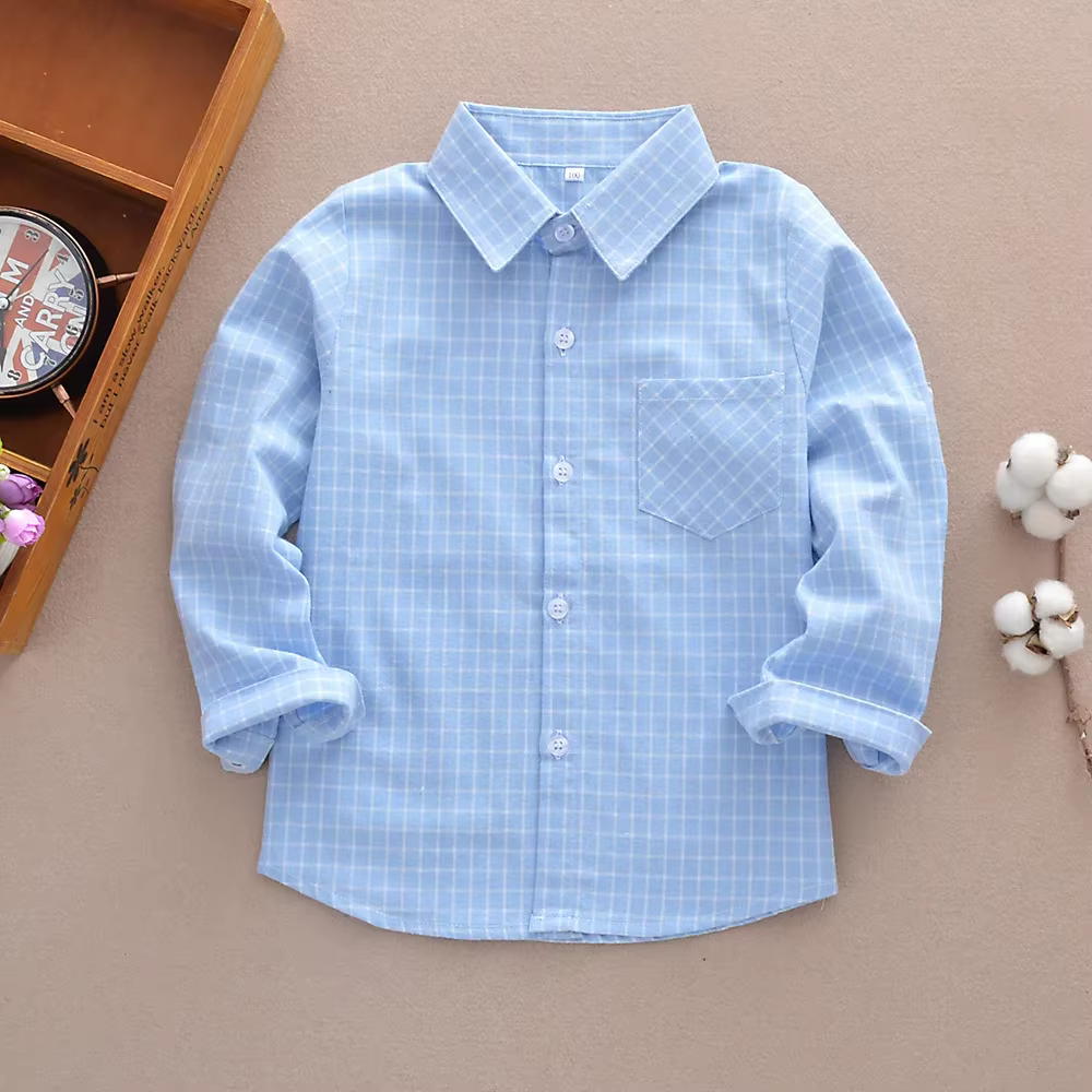 Chemise à carreaux à manches longues pour enfants et adolescents de 2 à 13 ans