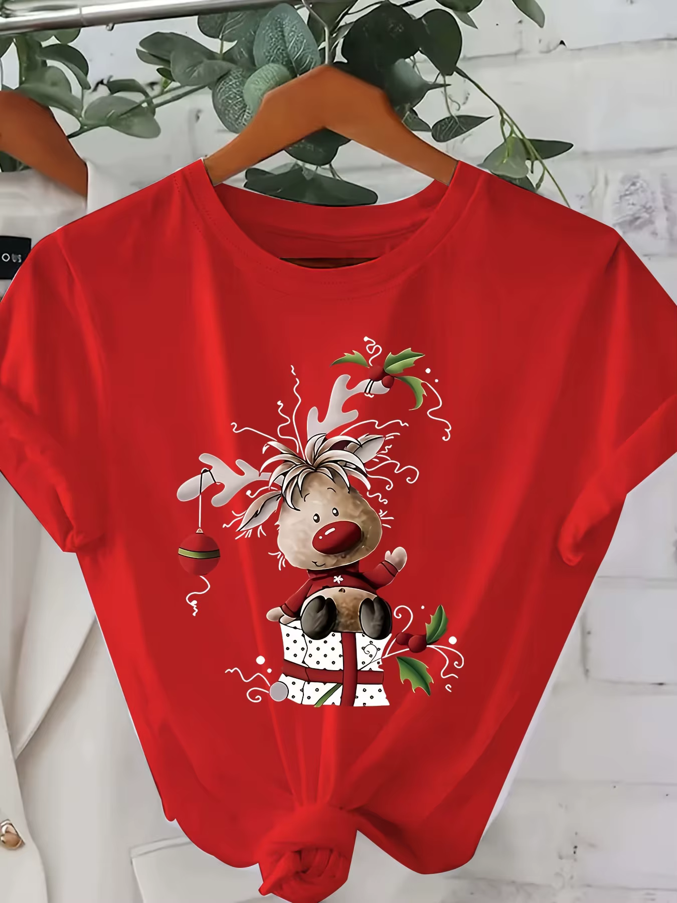100% coton T-Shirt femmes noël graphique imprimé