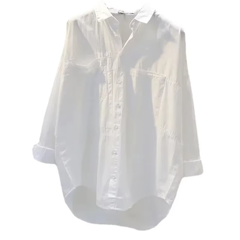 Chemisier blanc à manches longues pour femme