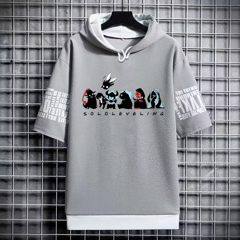 Solo nivellement T-Shirt à capuche nouveau Anime Manga chemise noire