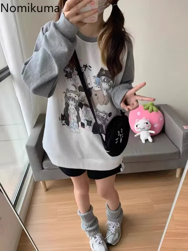 T-Shirt à Manches sulfet Col Rond en Coton pour Femme