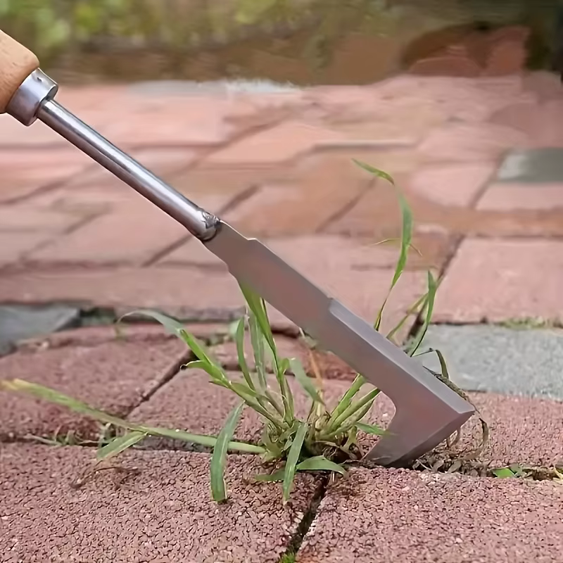 Couteau de désherbage de jardin en acier inoxydable, outil de désherbage manuel à manche en bois pour pelouse, potager et entretien des plantes, jardinage d'été A