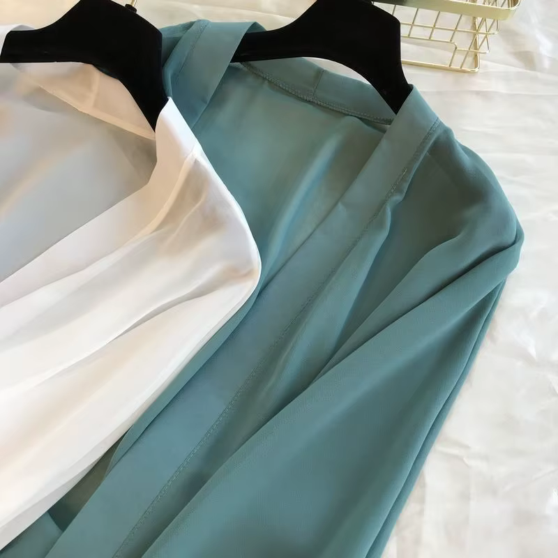 Cardigan long en mousseline de soie pour femmes