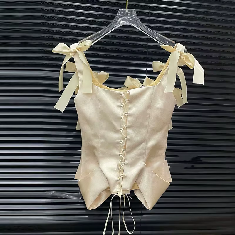 KUCLUT 2026 Nouvelle Collection Été – Débardeur sans Manches Style Vacances à la Plage avec Nœud pour Femme et Jupe Mi-longue à Taille Élastique 1A3138