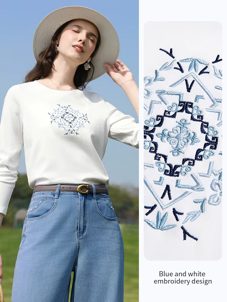 I BELIEVE YOU T-shirt blanc en coton à manches longues pour femme