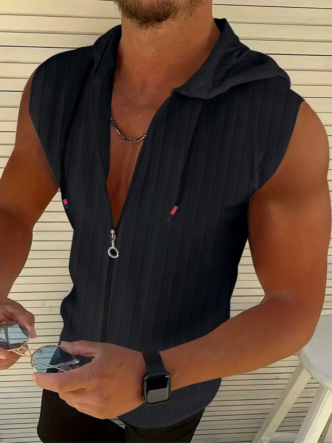 T-shirt pour homme, sweat-shirt à capuche slim fit d'été