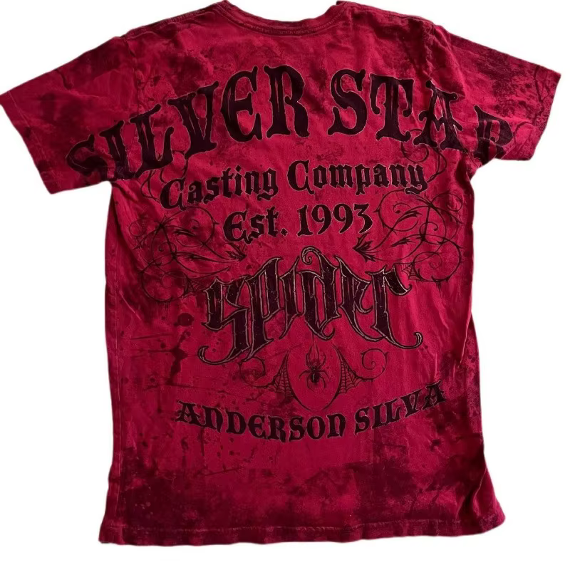 Silver Star Y2K Dark Heavy Metal t-shirt unisexe Punk Streetwear surdimensionné Graffiti gothique Design nouveau haut