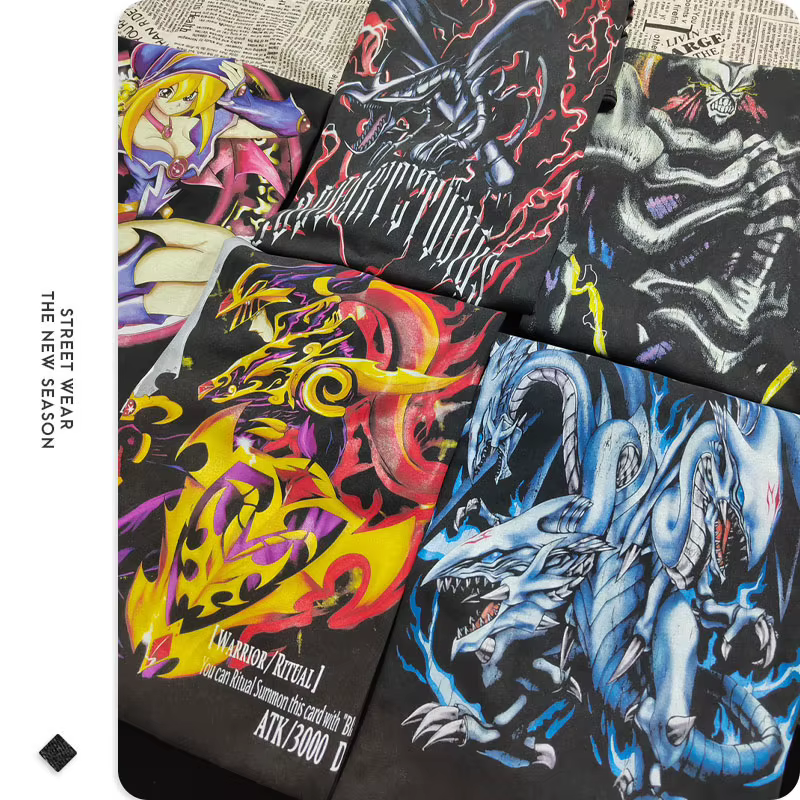 Yu Gi Oh T-shirt Anime Manga Vintage délavé hauts t-shirts magicien foncé fille Yuugi Kaiba Seto surdimensionné DTG