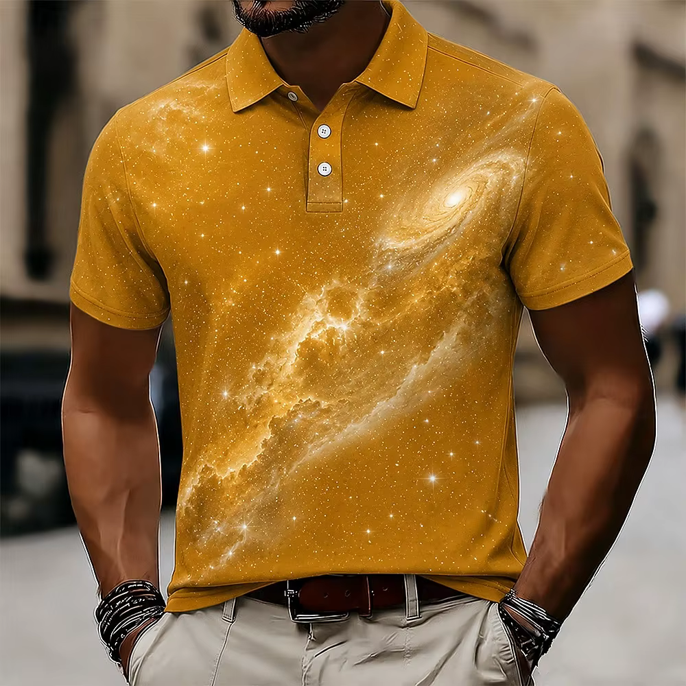 Polo imprimé Galaxy Nebula pour hommes