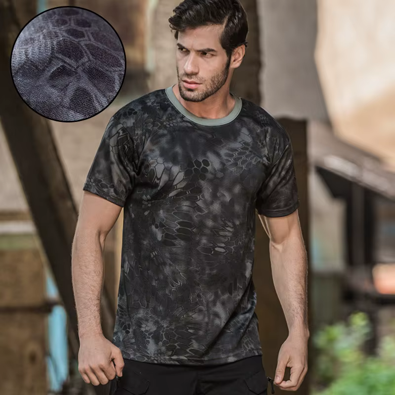 T-shirt camouflage tactique imprimé 3D pour homme