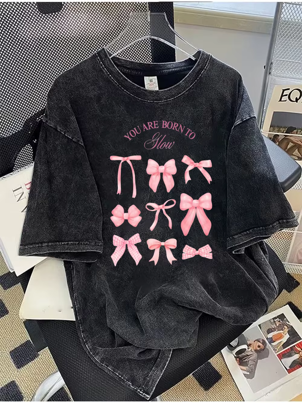 T-shirt unisexe décontracté à manches courtes en coton lavé avec motif de fruits