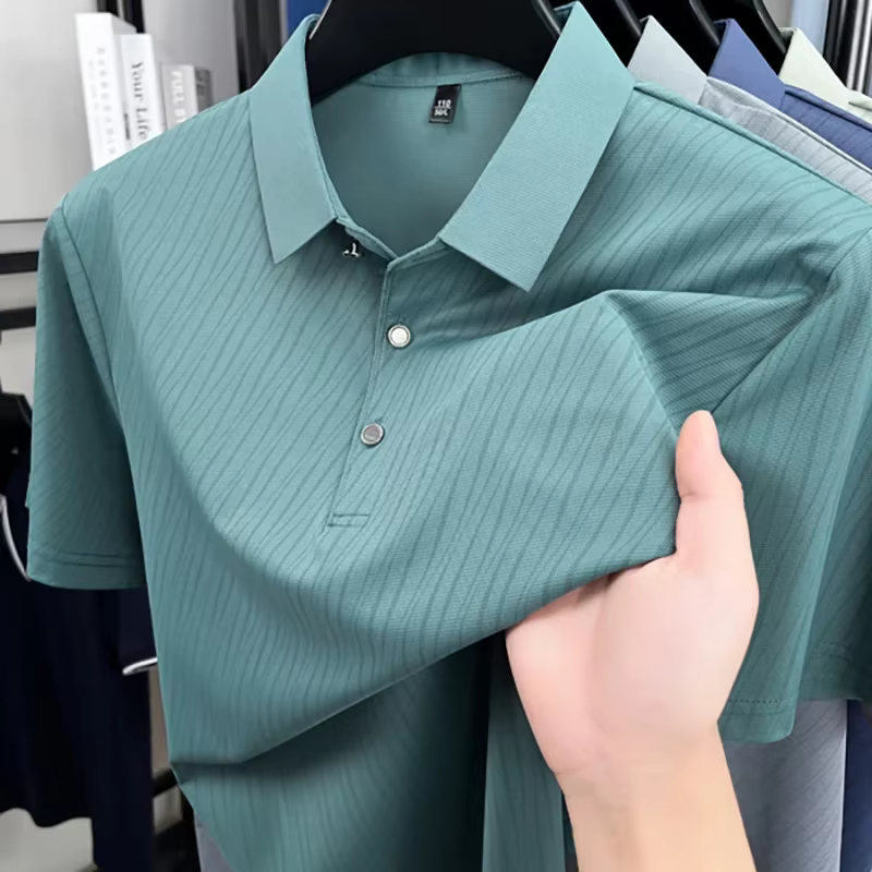 BROWON 2026 – Nouveaux Polos d'été de Luxe pour Homme à Manches Courtes en Soie Glacée