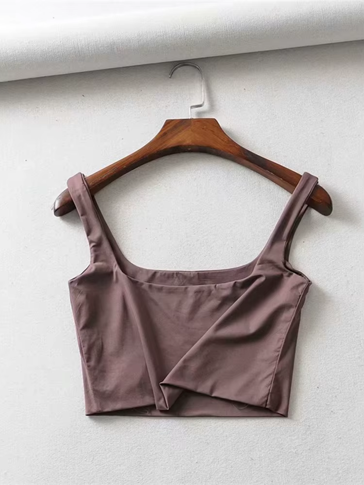 Offre spéciale 2025 été femmes Sexy hauts sans manche mode court col carré débardeurs 4 couleurs