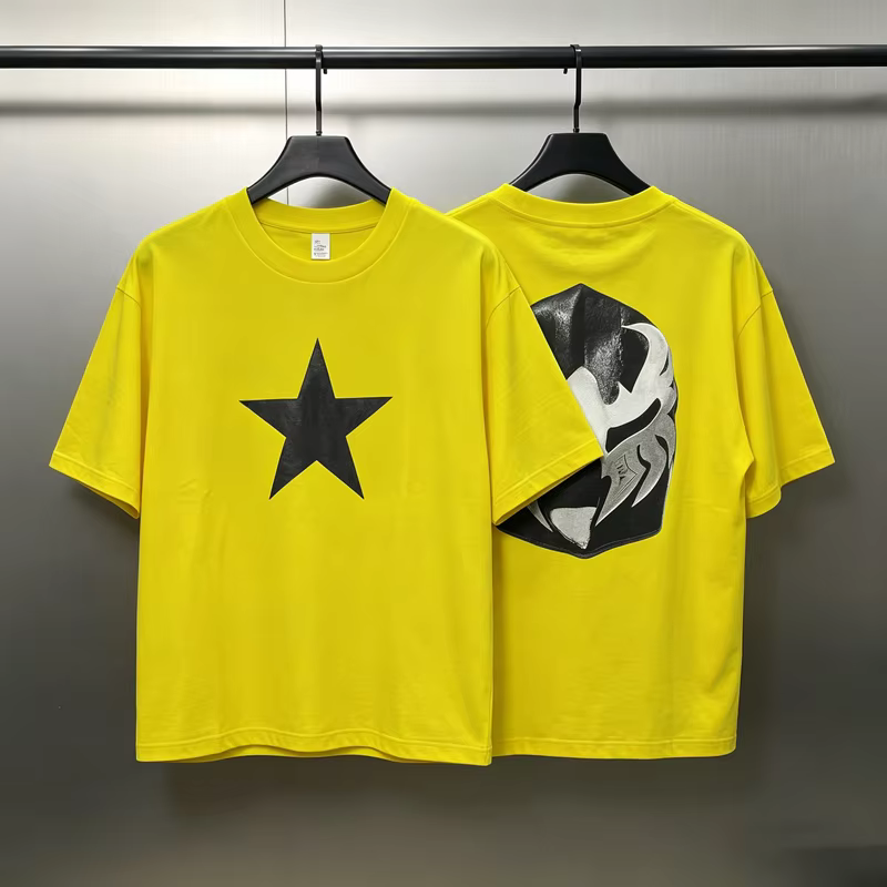 T-shirt unisexe Yzy 2026 à manches courtes avec imprimé étoile à cinq branches sur la poitrine