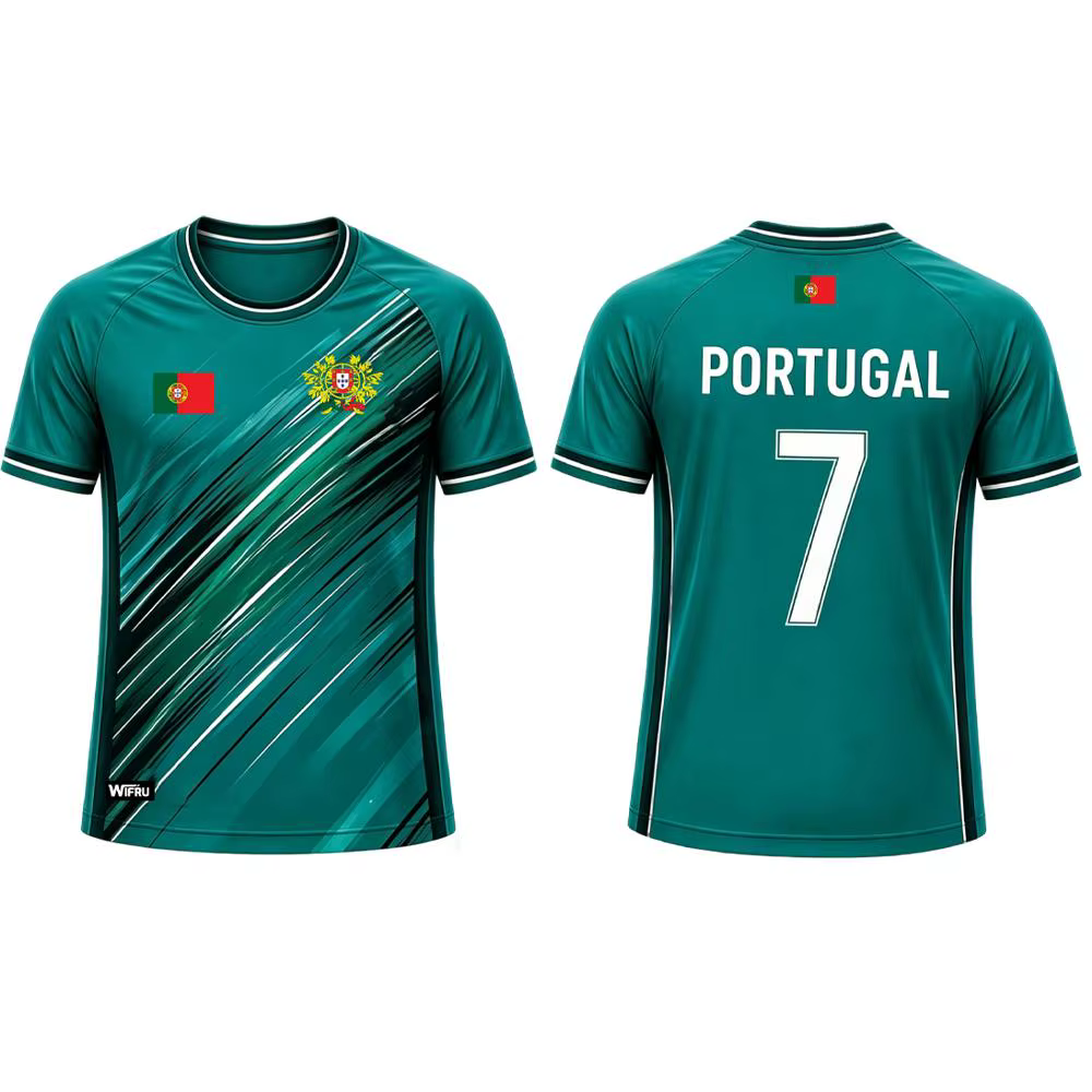 Nouveau maillot de football du Portugal, respirant, à manches courtes, pour l'entraînement sportif en extérieur, t-shirt décontracté pour hommes et femmes