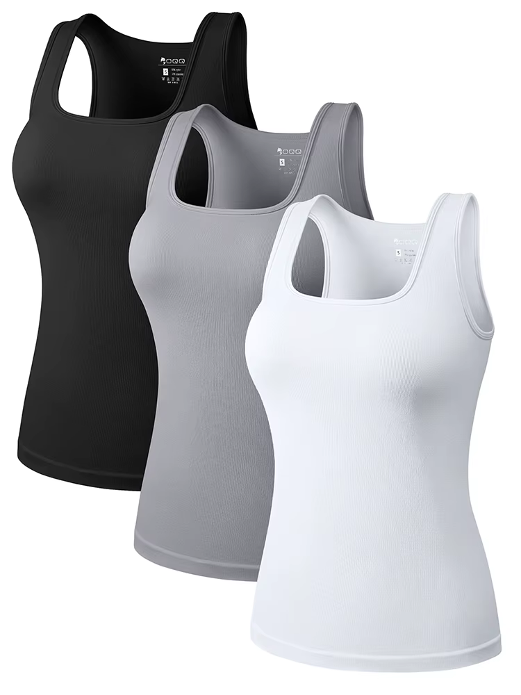 Offre spéciale été femmes basique élastique débardeur sans manches col carré gilet T-shirt mode Fitness Yoga femmes haut décontracté