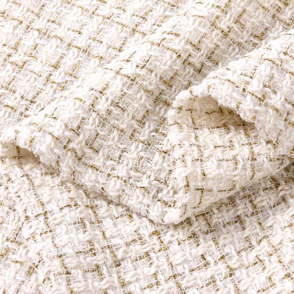 Tissu à carreaux en polyester grossier, laine tweed et polyester, style 'Petit Vent Parfumé', pour la confection de blouses, costumes, robes de mode pour femmes, couture DIY et sacs de voyage