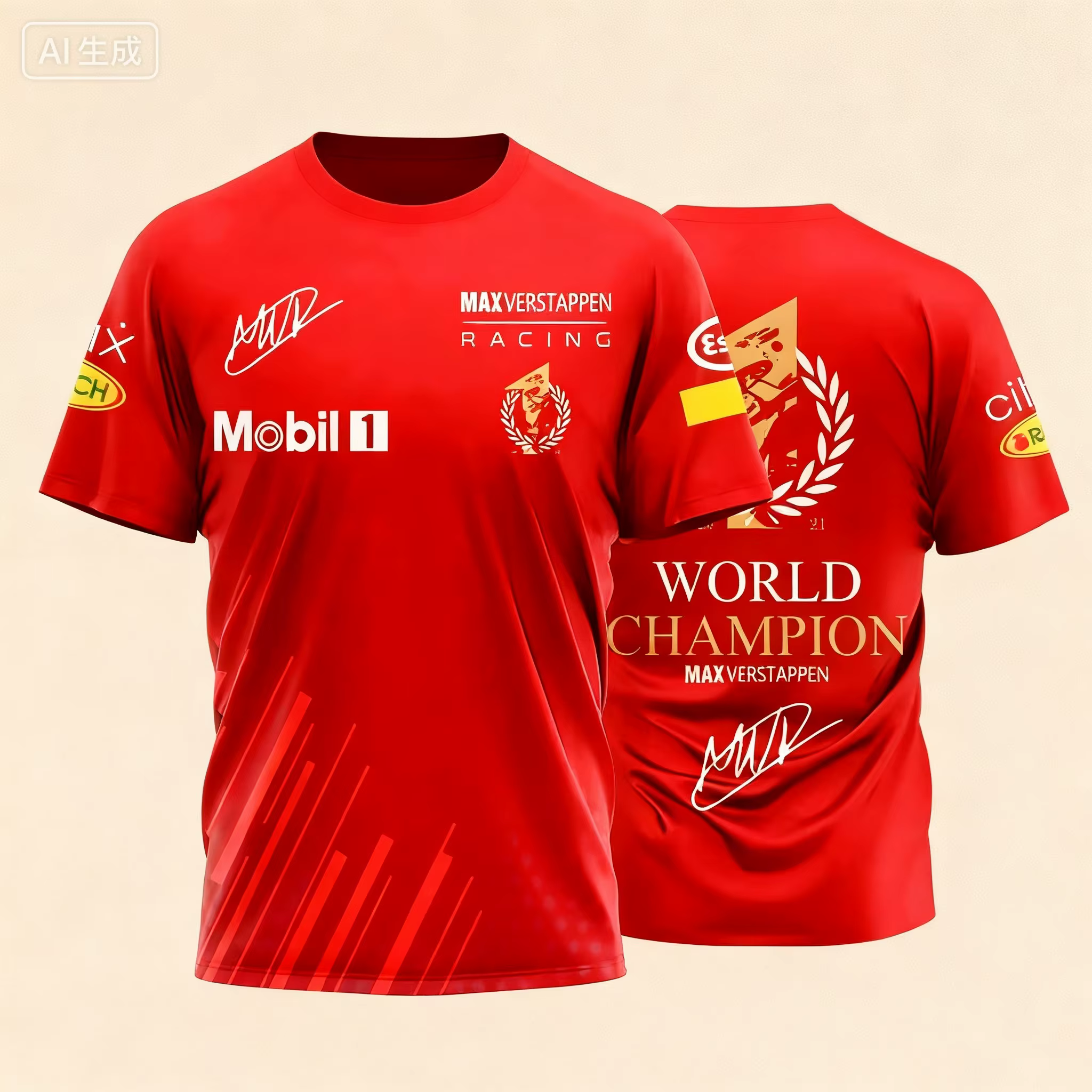 T-shirt avec la signature du champion du monde et les logos de l'événement