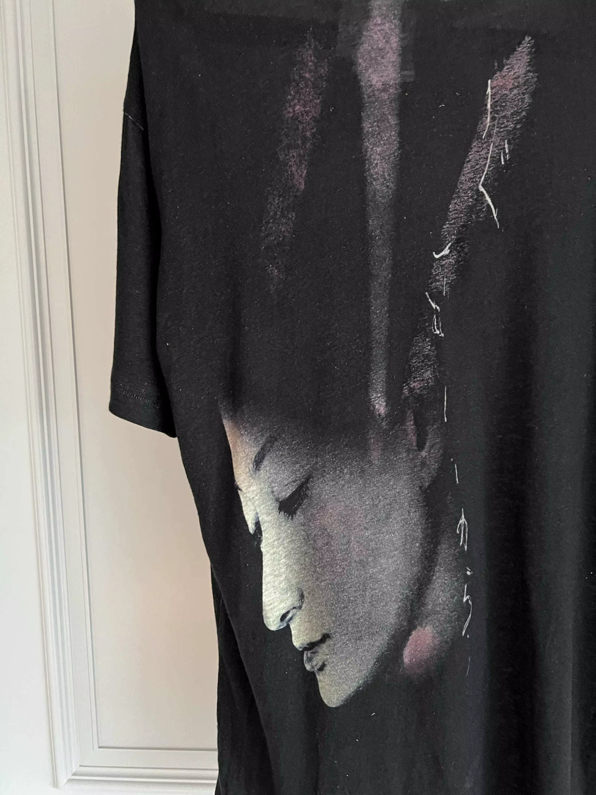 YAMAMOTO Design original : T-shirt imprimé à manches courtes avec dos en lin pur coton naturel