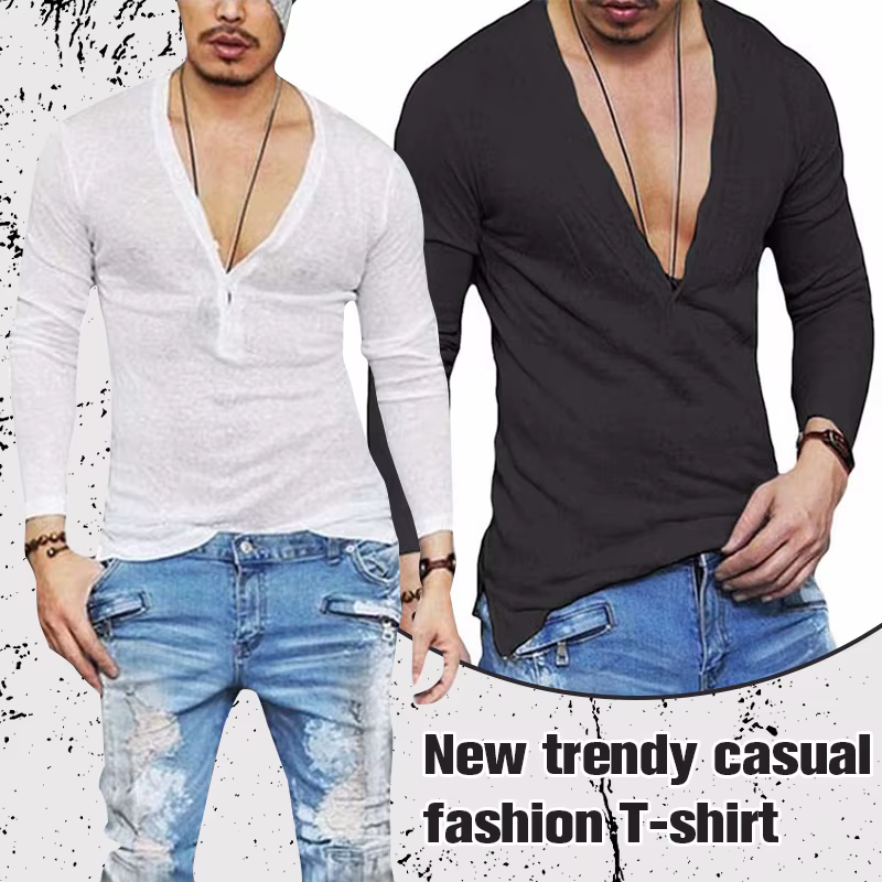 T-shirt à col en V profond pour hommes