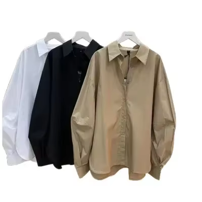 Chemise basique à manches lanternes pour femmes