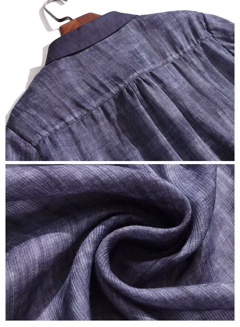 Manches courtes rétro tempérament élégant Ramie haut pour les femmes 2025 printemps nouveau col montant ample décontracté Simple chemise