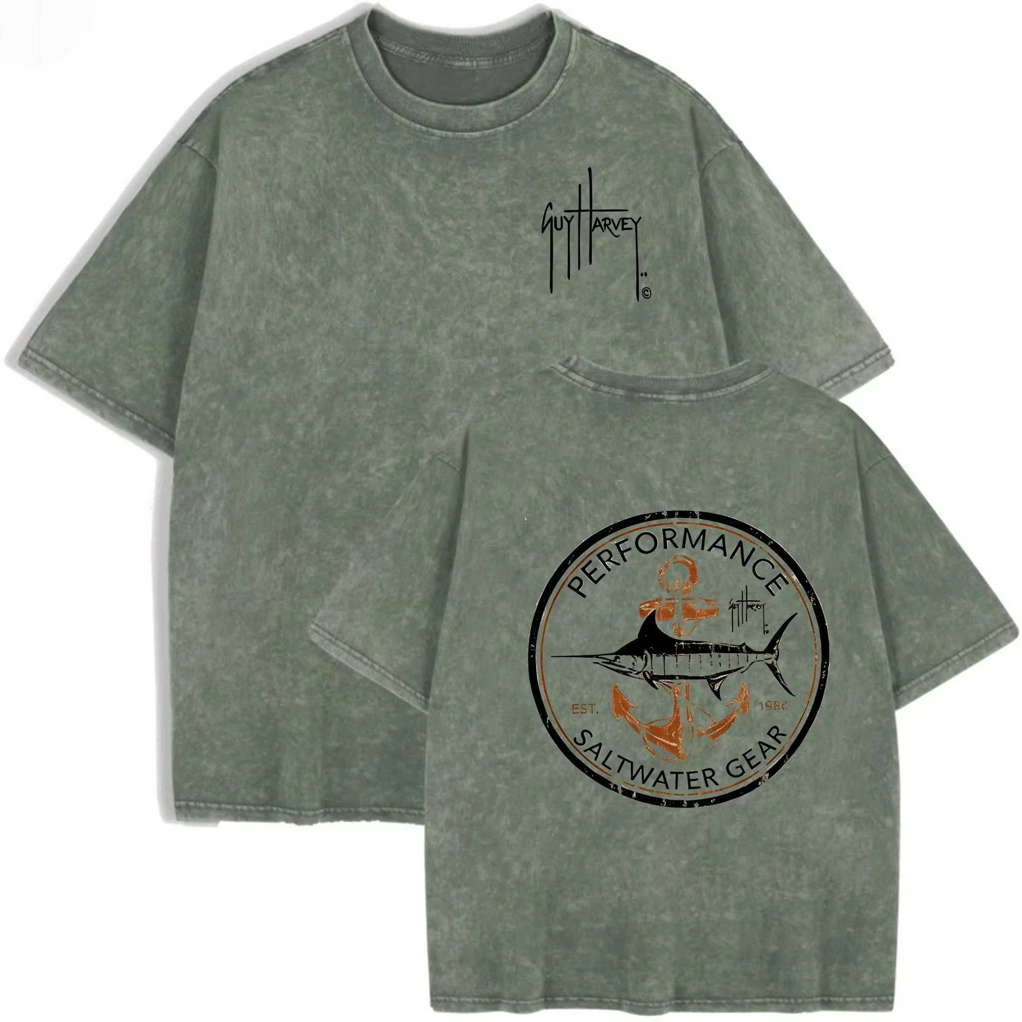 T-shirt à manches courtes en coton lavé pour homme