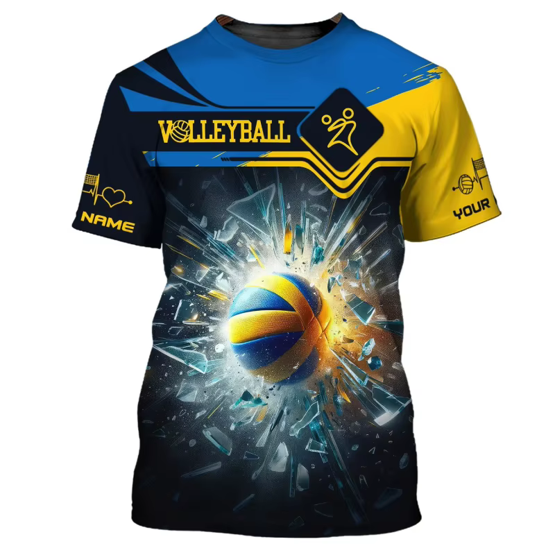 T-shirt de volley-ball avec nom personnalisé pour hommes et femmes
