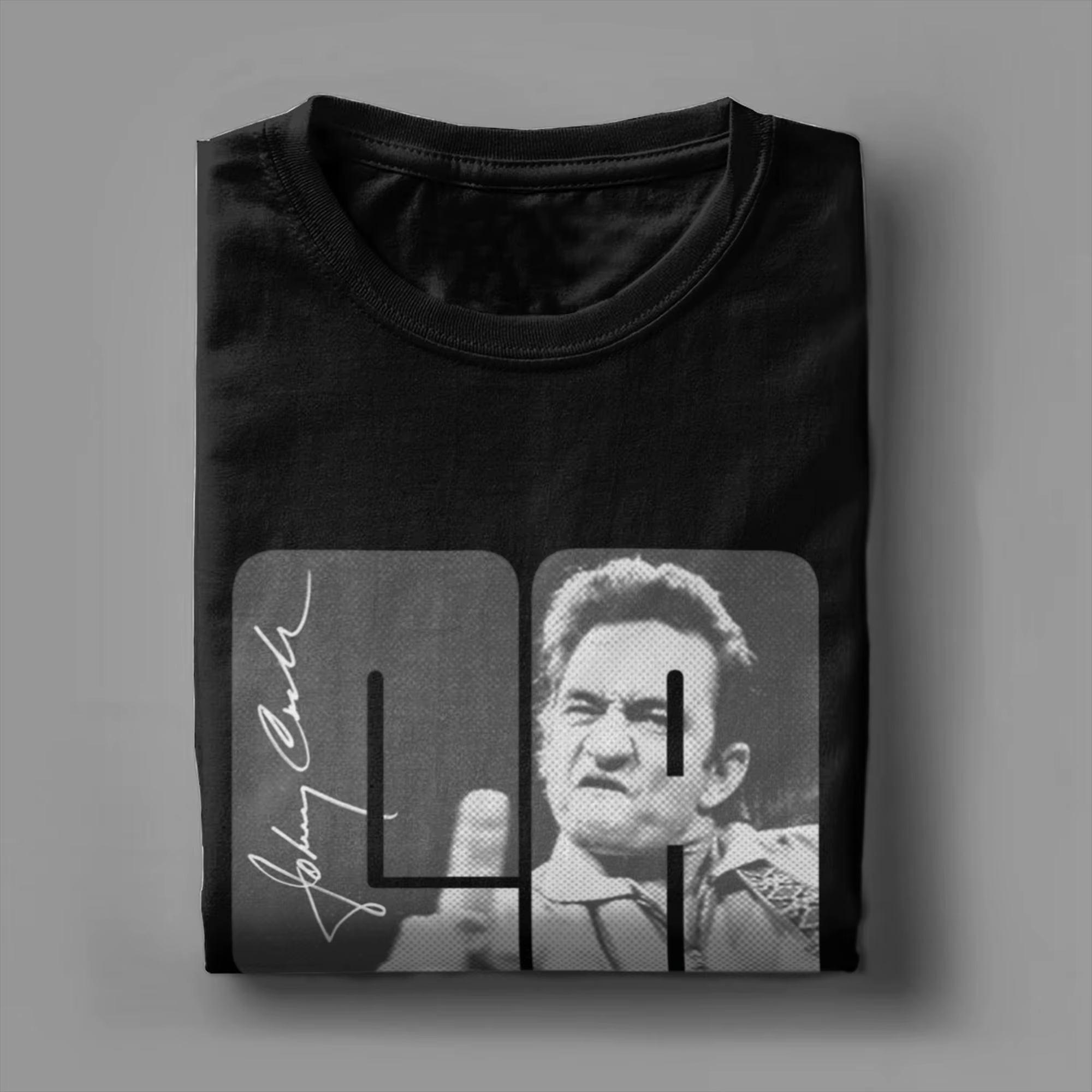 Johnny Cash T-shirt vintage pour hommes T-shirts vintage en pur coton T-shirt à col rond à manches courtes Vêtements classiques