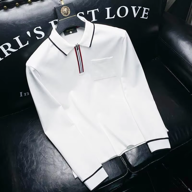 Polo à fermeture éclair pour homme, sweat-shirt blanc d'affaires, pulls de poche, formel, en vrac, une pièce, offres de vêtements originaux, média Emo