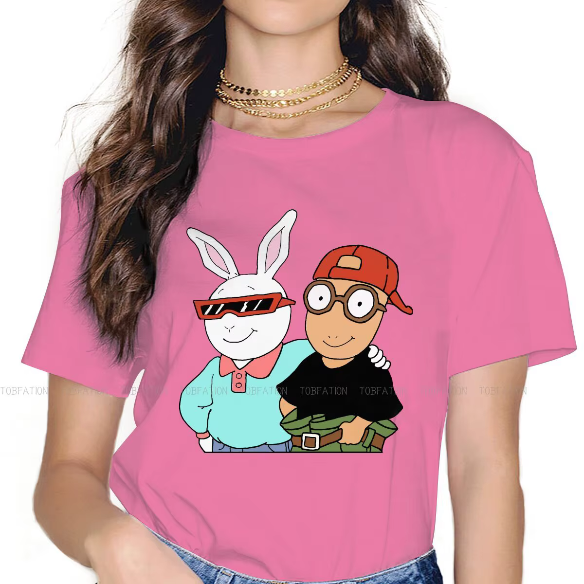 Et Buster – t-shirt col rond surdimensionné pour femme