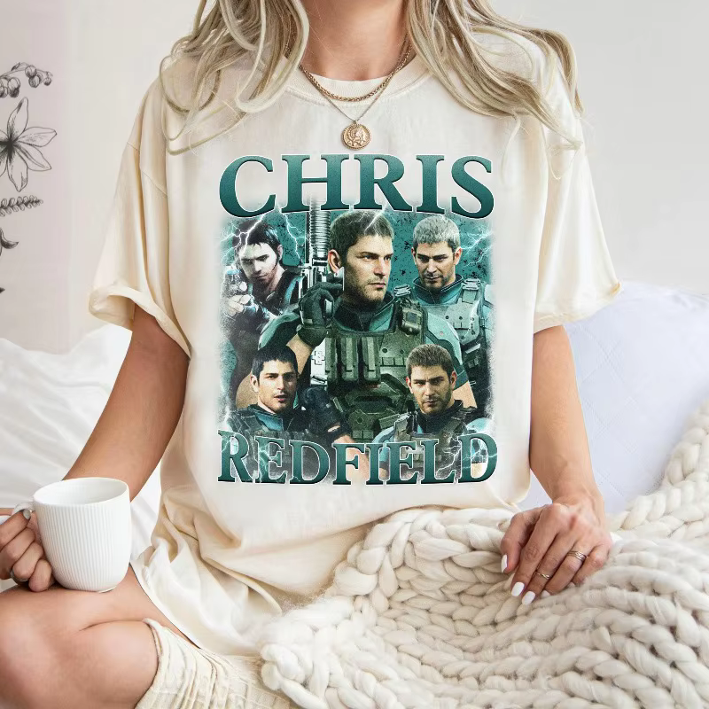 Chris Redfield Gaming imprimé T-shirt femme mode tendance haut printemps/été pur coton unisexe