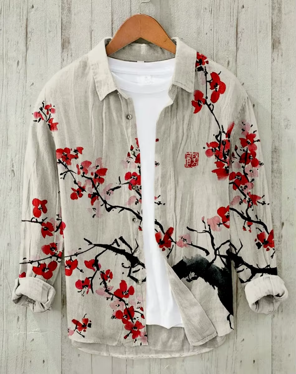 Sakura – chemise japonaise en lin mélangé