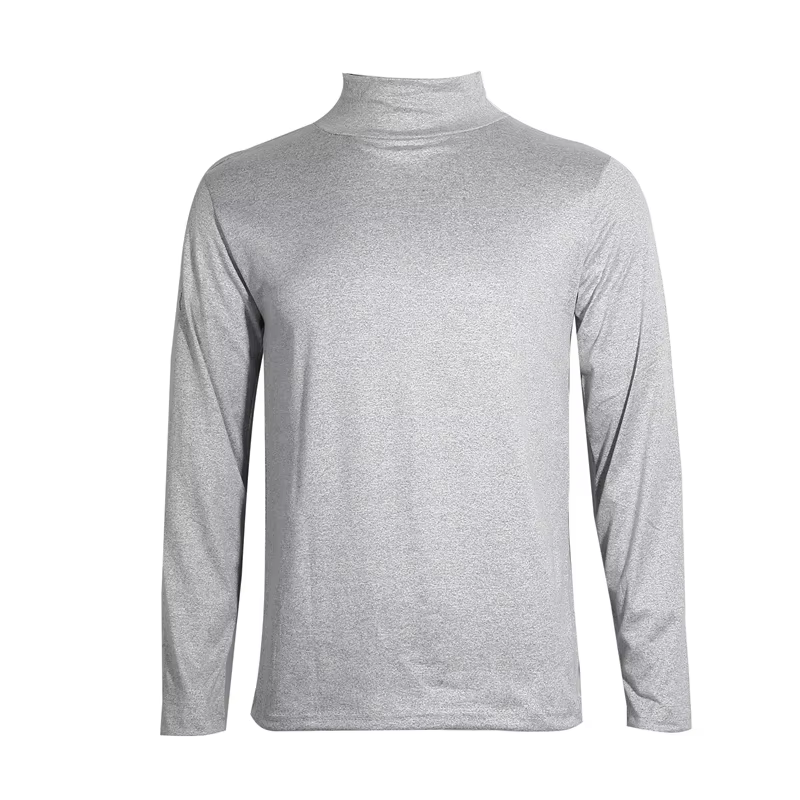 T-shirts à col haut pour hommes mode solide mince à manches longues T-shirt mâle