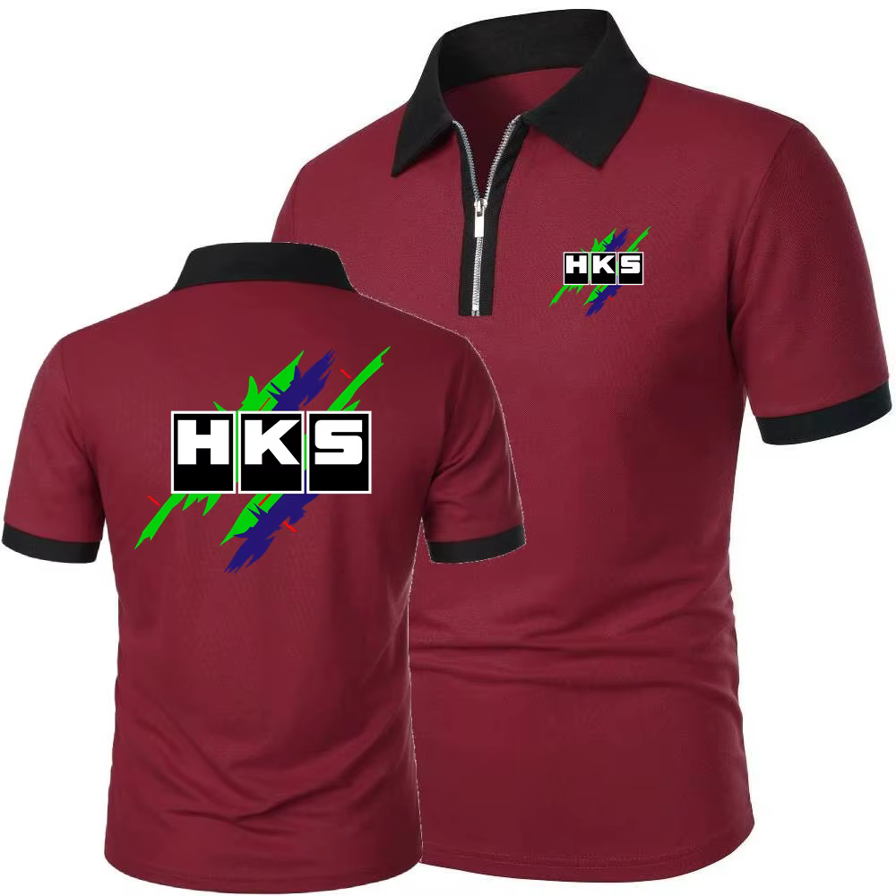 Polos HKS Power and Sportser contraste couleur hauts t-shirt Simple confortable léger à manches courtes
