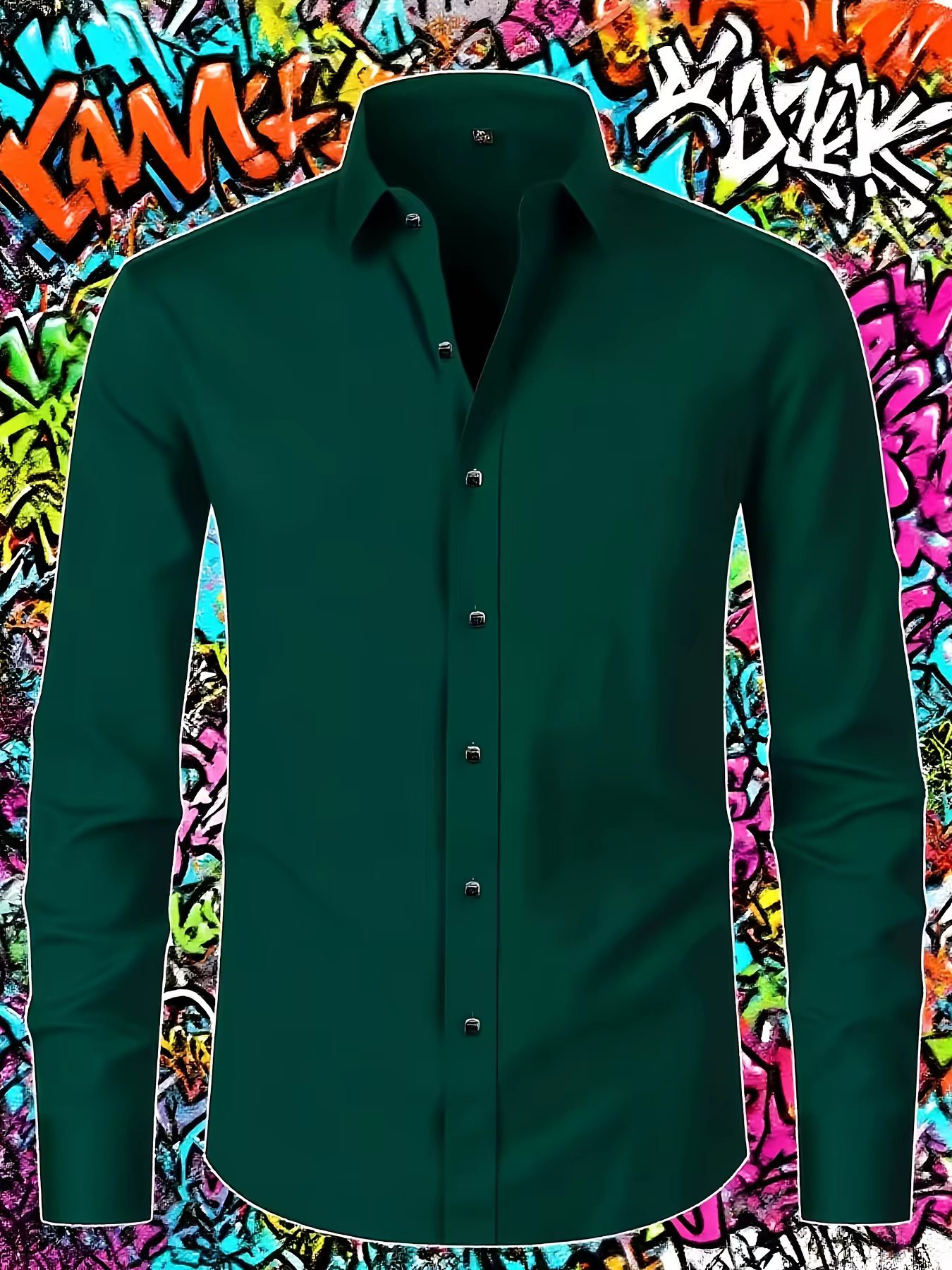 Chemise élégante à manches longues pour homme - Tissu en polyester décontracté