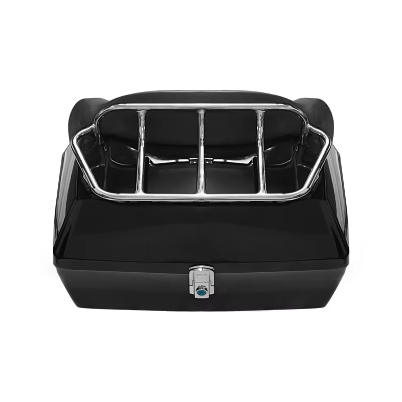 Top Case Moto ABS 48L, Boîte Arrière pour Scooter Électrique avec Porte-Bagages, Peut Contenir Deux Casques Intégraux, Dossier Souple